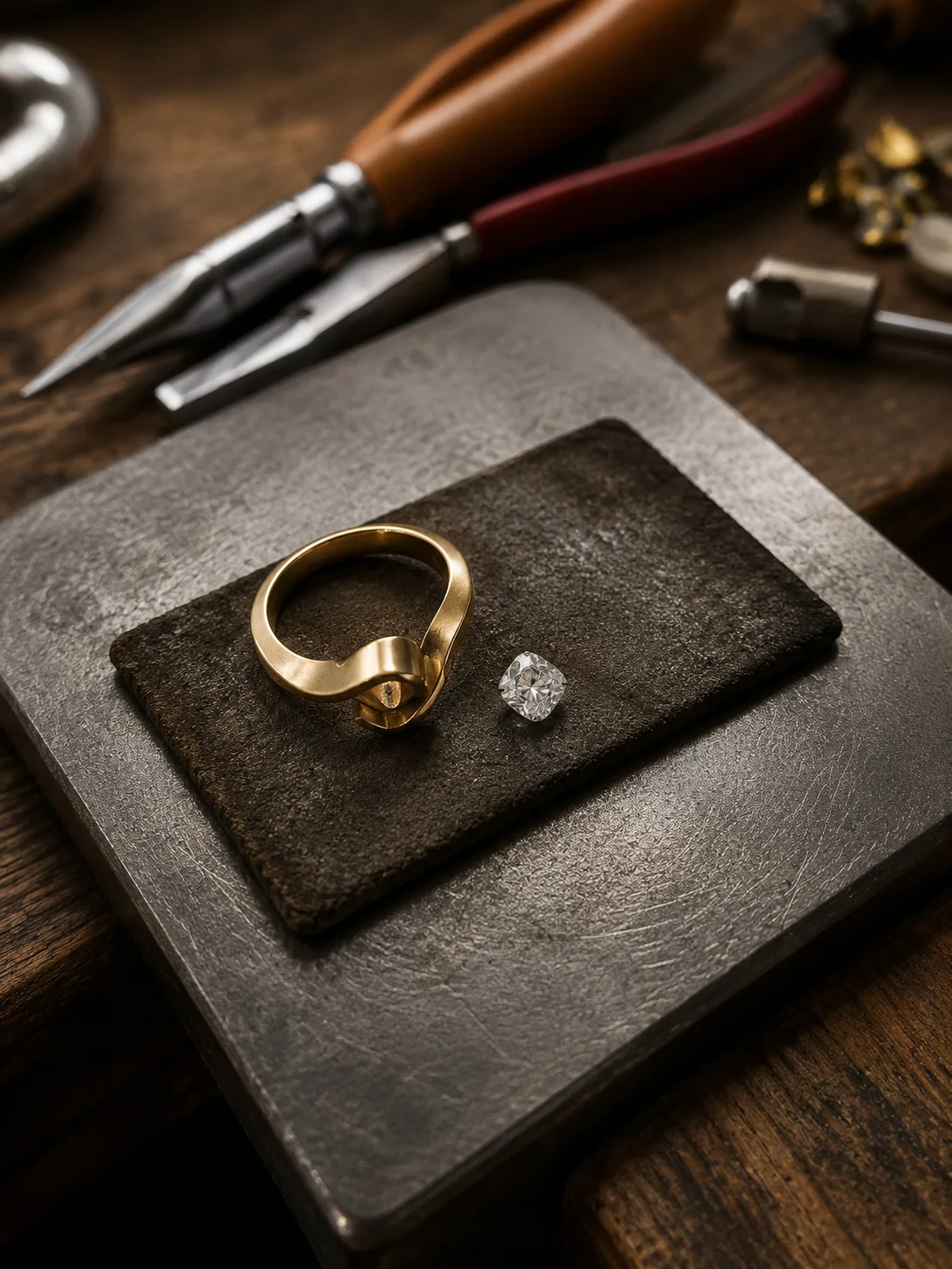 Jeweller crafting a custom ring